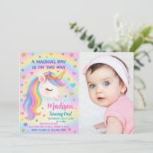 レインボーユニコーン誕生日招待状 招待状 (スタンド正面)