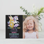 レインボーユニコーン誕生日招待状w photo 招待状 (スタンド正面)