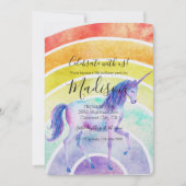 レインボーユニコーン誕生日 招待状 (正面)