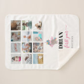 レインボーユニコーン赤ちゃんガール1年写真コラージュ シェルパブランケット (正面(横))