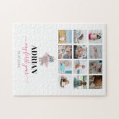 レインボーユニコーン赤ちゃんガール1年写真コラージュ ジグソーパズル (横)