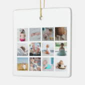 レインボーユニコーン赤ちゃんガール1年写真コラージュ セラミックオーナメント (左)
