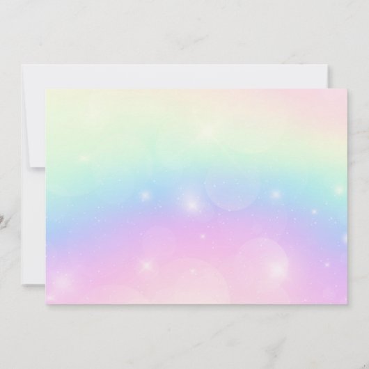 レインボーユニコーン金ゴールドグリッターガール誕生日写真 サンキューカード (裏面)