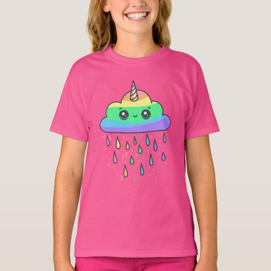 レインボーユニコーン雨雲Tシャツ Tシャツ (正面)