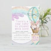 レインボーユニコーン風船 – かわいい女の子ベビーシャワー 招待状 (スタンド正面)