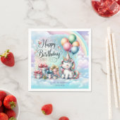 レインボーユニコーン魔法モーメントガール誕生日 スタンダードカクテルナプキン (インサイチュ)