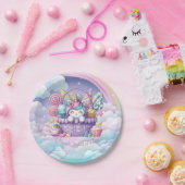 レインボーユニコーン魔法モーメントガール誕生日 ペーパープレート (パーティー)