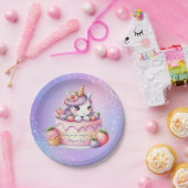 レインボーユニコーン魔法モーメントガール誕生日 ペーパープレート (パーティー)