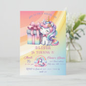 レインボーユニコーン魔法モーメントガール誕生日 招待状 (スタンド正面)