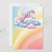 レインボーユニコーン魔法モーメントガール誕生日 招待状 (裏面)