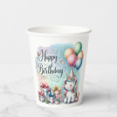 レインボーユニコーン魔法モーメントガール誕生日 紙コップ (裏面)