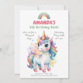 レインボーユニコーン魔法誕生祝い 招待状 (正面)