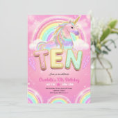 レインボーユニコーン10歳の誕生日 招待状 (スタンド正面)