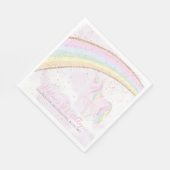レインボーユニコーン1stバースデーガールズパステル スタンダードランチョンナプキン (角)