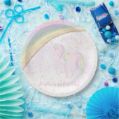 レインボーユニコーン1stバースデーガールズパステル ペーパープレート (パーティー)