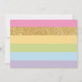 レインボーユニコーン1st誕生日パーティーガールと写真 招待状 (裏面)