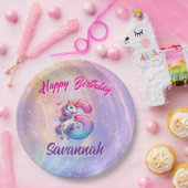 レインボーユニコーン6誕生祝い ペーパープレート (パーティー)