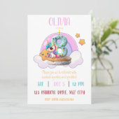 レインボーユニコーン8thバースデーパーティーカップケーキ 招待状 (スタンド正面)