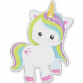 レインボーユニコーン，かわいいユニコーン，魔法ユニコーン，スター シール (正面)