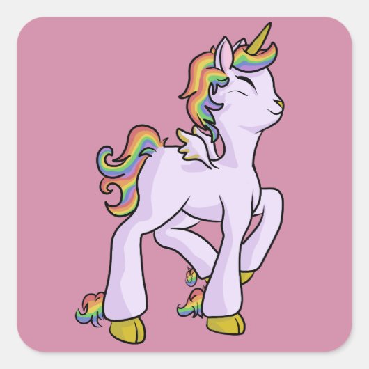 レインボーユニコーン！ スクエアシール (正面)