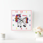 レインボーユニコーン スクエア壁時計 (ホーム)
