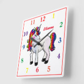レインボーユニコーン スクエア壁時計 (傾斜)