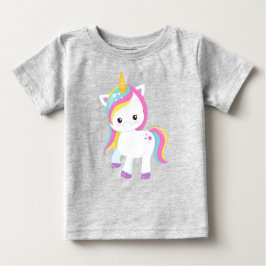 レインボーユニコーン，スター，かわいいユニコーン，魔法ユニコーン ベビーTシャツ