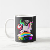 レインボーユニコーン デザインを捕まえて コーヒーマグカップ (左)