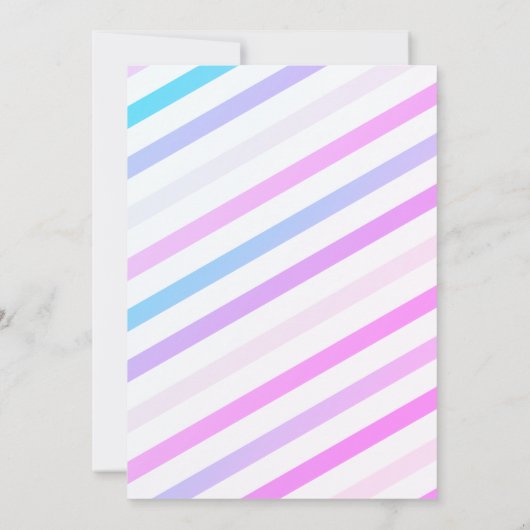 レインボーユニコーン,ハート,ストライプの誕生日 招待状 (裏面)