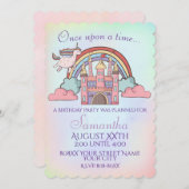 レインボーユニコーン&プリンセスキャッスルフェアリーテーマ 招待状 (正面/裏面)