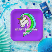 レインボーユニコーン ペーパープレート (パーティー)