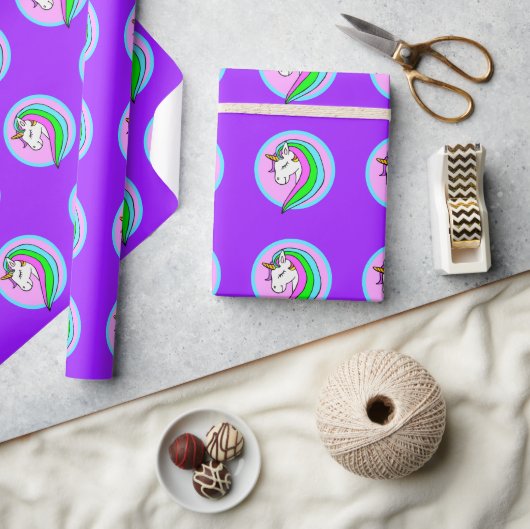 レインボーユニコーン ラッピングペーパー (クラフト)