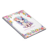レインボーユニコーン 名前入り かわいい 子供 学校 ノートブック (右側)