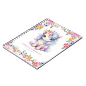 レインボーユニコーン 名前入り かわいい 子供 学校 ノートブック (左側)
