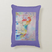 レインボーユニコーン 水彩 紫 ラブ クッション (裏面(縦))