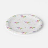 レインボーユニコーン&金ゴールドスターズ ペーパープレート (アングル)