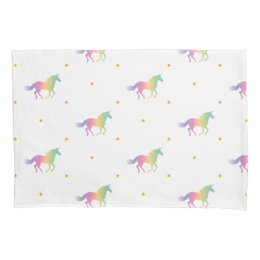 レインボーユニコーン&金ゴールドスターズ 枕カバー (正面)