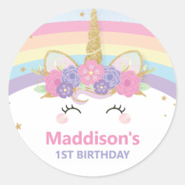 レインボーユニコーン 1歳の誕生日ありがとうプチギフト ラウンドシール