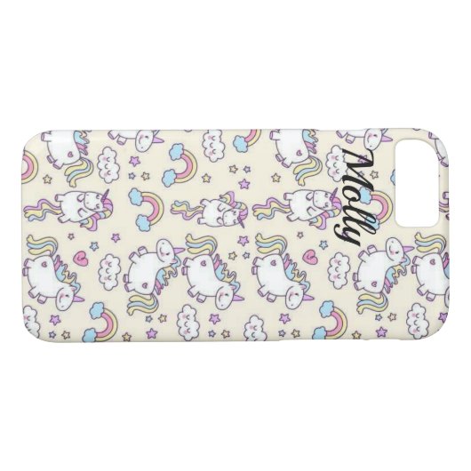 レインボーユニコーンNAMEかわいいかわいい甘い Case-Mate iPhoneケース (裏面(横))