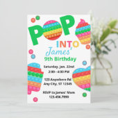 レインボーユニセックスイッポップ・アートのトイ誕生日パーティー 招待状 (スタンド正面)