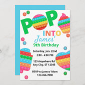 レインボーユニセックスイッポップ・アートのトイ誕生日パーティー 招待状 (正面/裏面)