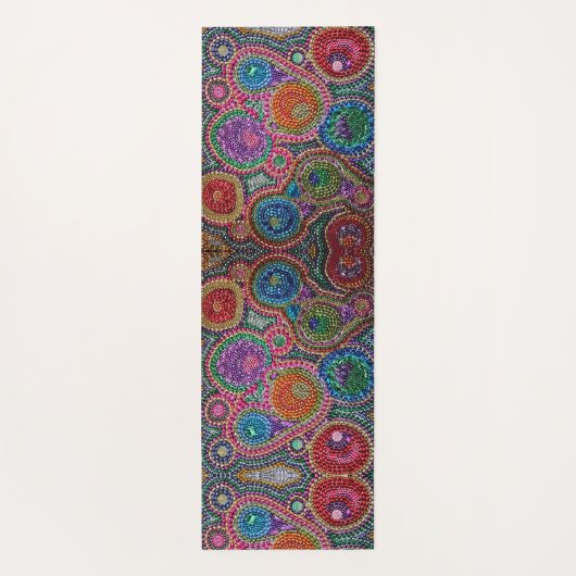 レインボーユニークマルディグラスビーズアートYOGA MAT- ヨガマット (裏面)