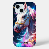 レインボーユニークユニコーンヘッド名前をカスタムする女の子らしい女の子 Case-Mate iPhoneケース (裏面)