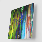 レインボーユーカリプトゥスウォールクロック スクエア壁時計 (傾斜)