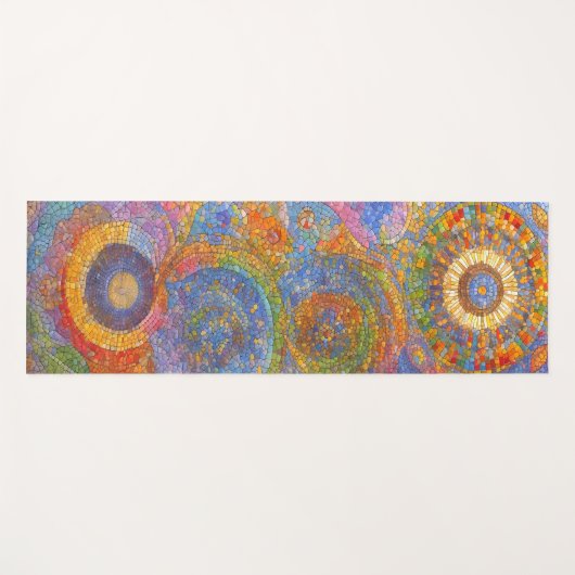レインボーヨガマットカラフルモザイクかわいらしアート ヨガマット (正面(横))