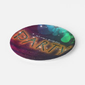 レインボーライトスパークルダンスクラブバースデーパーティー ペーパープレート (アングル)