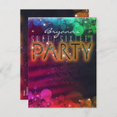 レインボーライトスパークルダンスクラブパーティの招待状 インビテーションポストカード (正面/裏面)