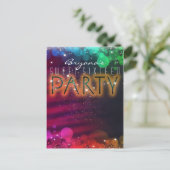 レインボーライトスパークルダンスクラブパーティの招待状 インビテーションポストカード (スタンド正面)