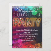 レインボーライトスパークルダンスクラブパーティの招待状 招待状 (正面)