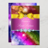 レインボーライト&ボウSweet sixteen招待状 招待状 (正面/裏面)